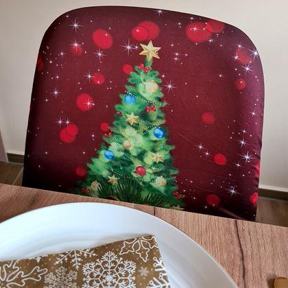 Imaginea din Huse pentru scaune cu motive de Crăciun  - brăduț cu clopoței