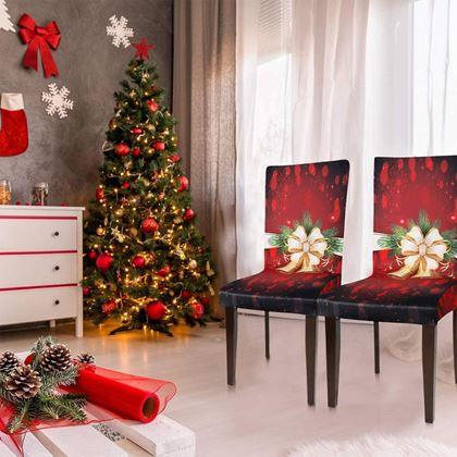 Imaginea din Huse pentru scaune cu motive de Crăciun  - eleganță de Crăciun roșie