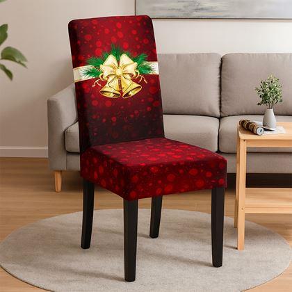 Imaginea din Huse pentru scaune cu motive de Crăciun  - eleganță de Crăciun roșie