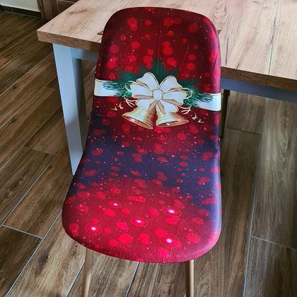Imaginea din Huse pentru scaune cu motive de Crăciun  - eleganță de Crăciun roșie
