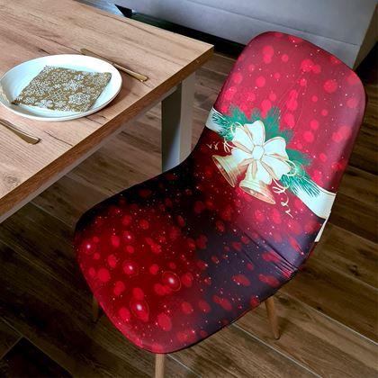 Imaginea din Huse pentru scaune cu motive de Crăciun  - eleganță de Crăciun roșie