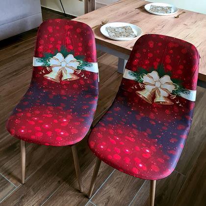 Imaginea din Huse pentru scaune cu motive de Crăciun  - eleganță de Crăciun roșie