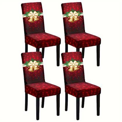 Imaginea din Huse pentru scaune cu motive de Crăciun  - eleganță de Crăciun roșie