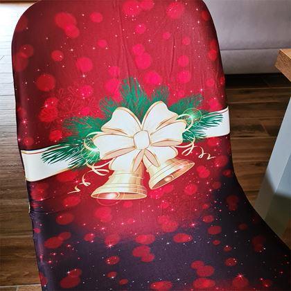 Imaginea din Huse pentru scaune cu motive de Crăciun  - eleganță de Crăciun roșie