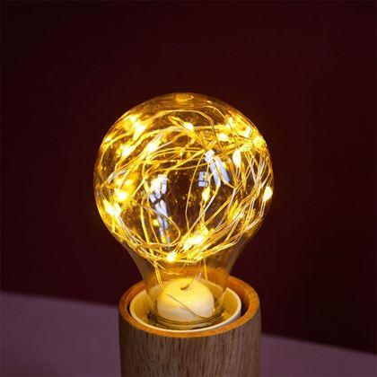 Imaginea din Lampa de masa din lemn cu bec  -  lumina calda