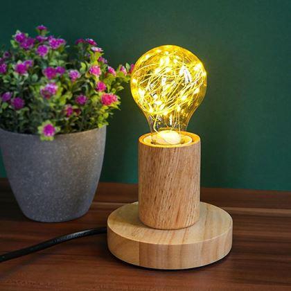 Imaginea din Lampa de masa din lemn cu bec  -  lumina calda