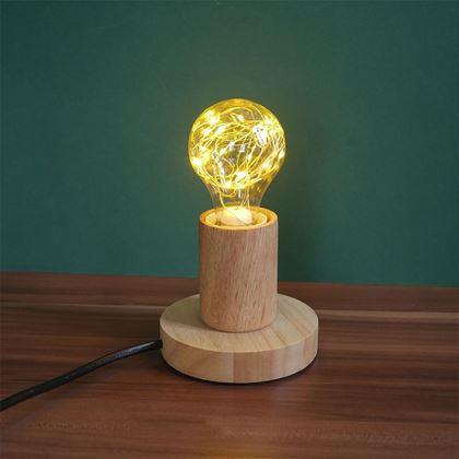 Imaginea din Lampa de masa din lemn cu bec  -  lumina calda
