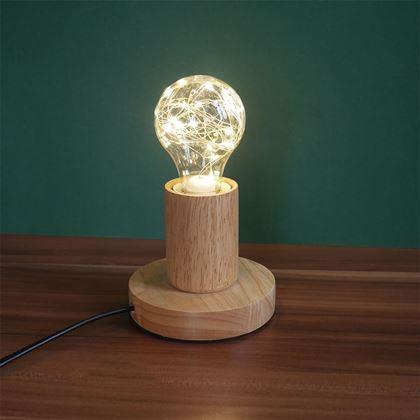 Imaginea din Lampa de masa din lemn cu bec  -  lumina neutra