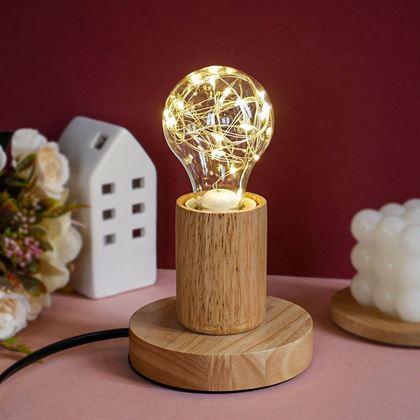 Imaginea din Lampa de masa din lemn cu bec  -  lumina neutra