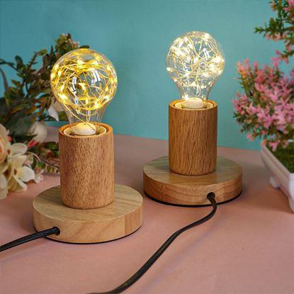 Imaginea Lampa de masa din lemn cu bec 