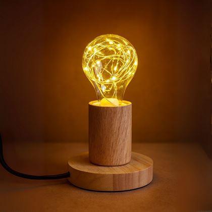 Imaginea din Lampa de masa din lemn cu bec  -  lumina calda