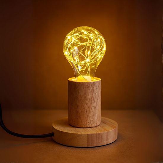 Imaginea din Lampa de masa din lemn cu bec  -  lumina calda