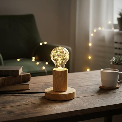 Imaginea din Lampa de masa din lemn cu bec  -  lumina neutra