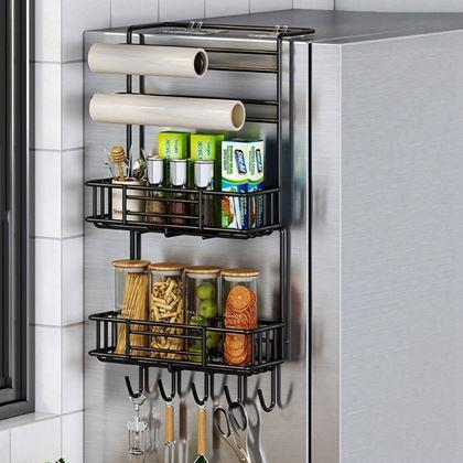 Imaginea din Organizer metalic pentru frigider negru