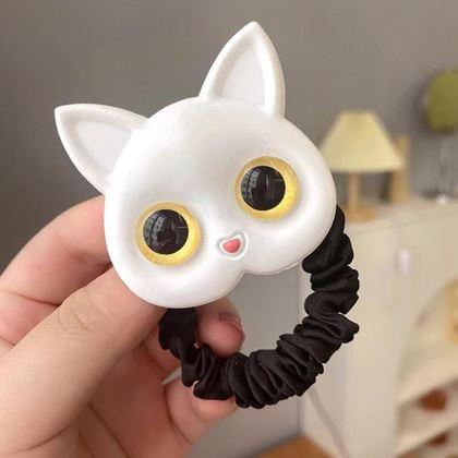 Imaginea din Elastic de păr cu pisicuță - alb