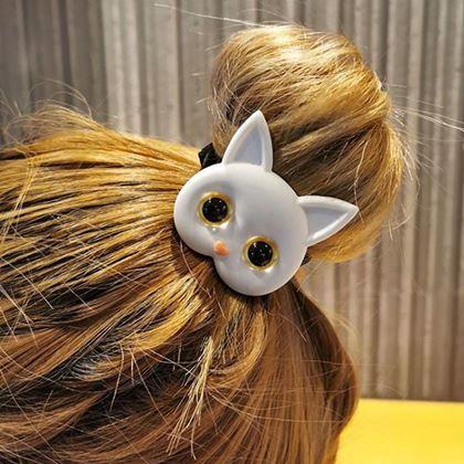 Imaginea din Elastic de păr cu pisicuță - alb