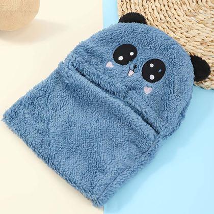 Imaginea din Căciulă cu guler tip ursuleț, cu urechi - albastru