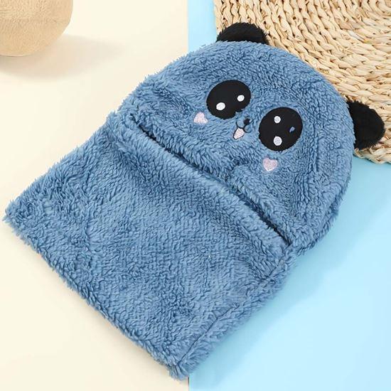 Imaginea din Căciulă cu guler tip ursuleț, cu urechi - albastru