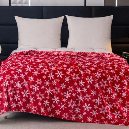 Imaginea din Pătură din microfibră cu fulgi de zăpadă de Crăciun 160 x 200 cm
