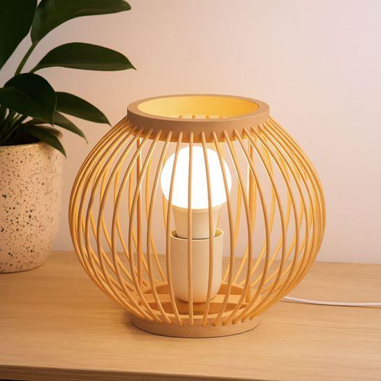 Imaginea din Lampă de masă din bambus cu bec LED, alb cald