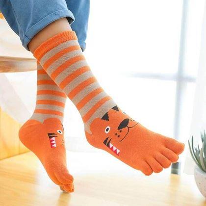 Imaginea din Șosete pentru copii cu degete - măr. 19-24 cm - tigruleț