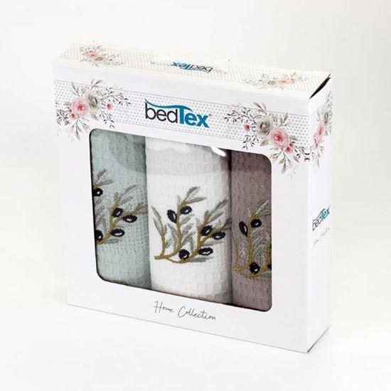 Imaginea din Set cadou de prosoape wafle 3 bucăți - măsline