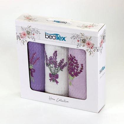 Imaginea din Set cadou de prosoape din vafe 3 bucăți - lavandă