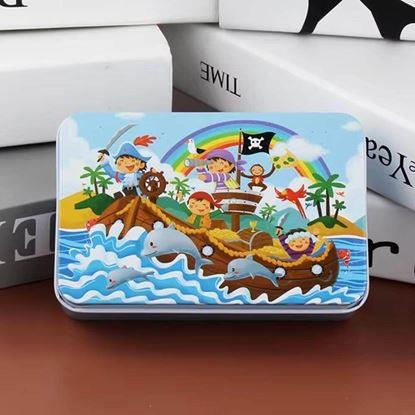 Imaginea Puzzle pentru copii într-o cutie de tablă 