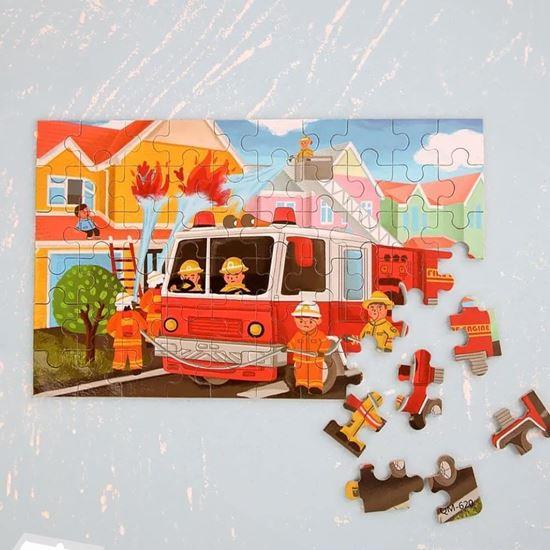 Imaginea din Puzzle pentru copii într-o cutie de tablă  -  pompieri