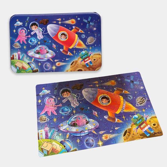Imaginea din Puzzle pentru copii într-o cutie de tablă  -  spațiul cosmic