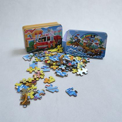 Imaginea din Puzzle pentru copii într-o cutie de tablă  -  pompieri