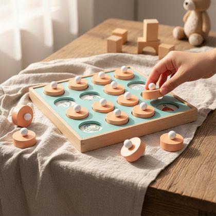 Imaginea din Joc de memorie din lemn cu imagini interschimbabile