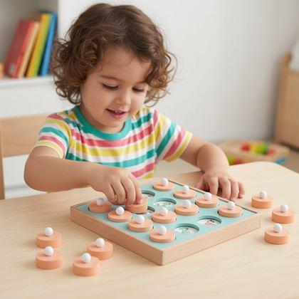 Imaginea din Joc de memorie din lemn cu imagini interschimbabile