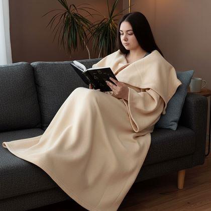 Imaginea din Pătură TV cu mâneci -  cremă