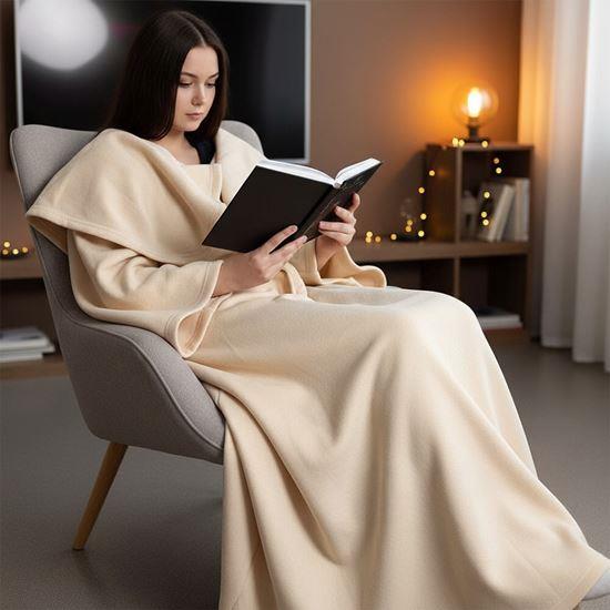 Imaginea din Pătură TV cu mâneci -  cremă