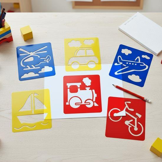 Imaginea din Șabloane pentru pictură 6 buc - mijloace de transport