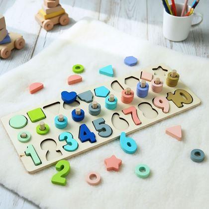 Imaginea din Puzzle din lemn – cifre, forme, numărare