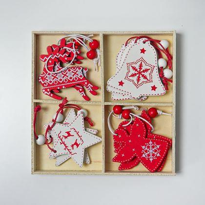 Imaginea din Set de ornamente din lemn 12 bucăți - mix de Crăciun