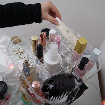 Imaginea din Organizer mare rotativ pentru cosmetice -  transparent
