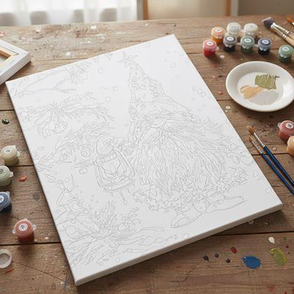 Imaginea din Pictura pe numere, pânză întinsă pe ramă - Elf de Crăciun