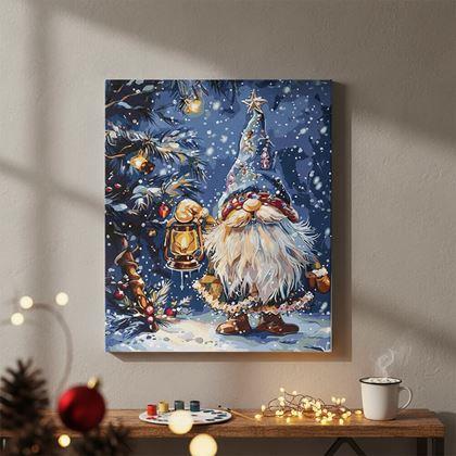 Imaginea din Pictura pe numere, pânză întinsă pe ramă - Elf de Crăciun