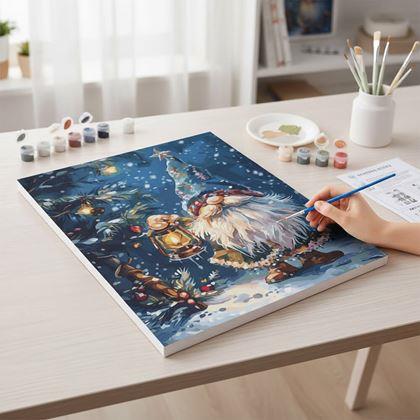Imaginea din Pictura pe numere, pânză întinsă pe ramă - Elf de Crăciun