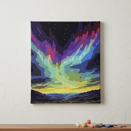 Imaginea din Pictura pe numere, pânză întinsă pe ramă - aurora boreală