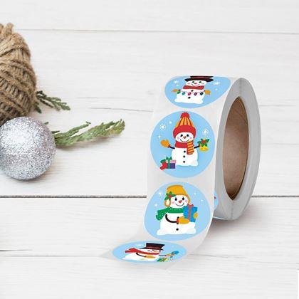 Imaginea din Stickere autocolante de Crăciun 500 buc  - oameni de zăpadă veseli