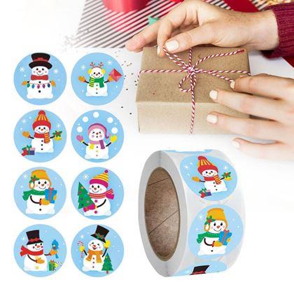 Imaginea din Stickere autocolante de Crăciun 500 buc  - oameni de zăpadă veseli