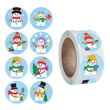 Imaginea din Stickere autocolante de Crăciun 500 buc  - oameni de zăpadă veseli