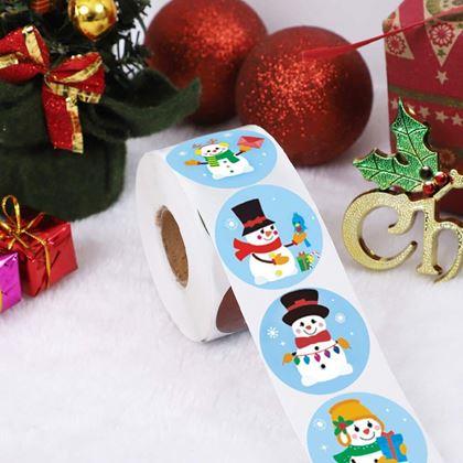 Imaginea din Stickere autocolante de Crăciun 500 buc  - oameni de zăpadă veseli