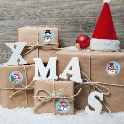 Imaginea din Stickere autocolante de Crăciun 500 buc  - oameni de zăpadă veseli