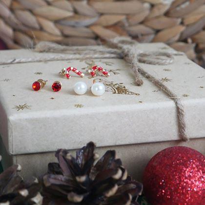 Imaginea din Cercei de Craciun 6 perechi  -  set verde