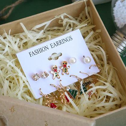 Imaginea din Cercei de Craciun 6 perechi  -  set verde